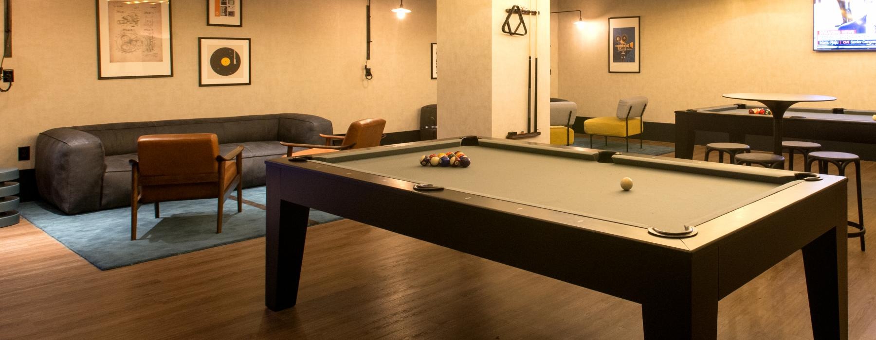 a pool table in clubroom